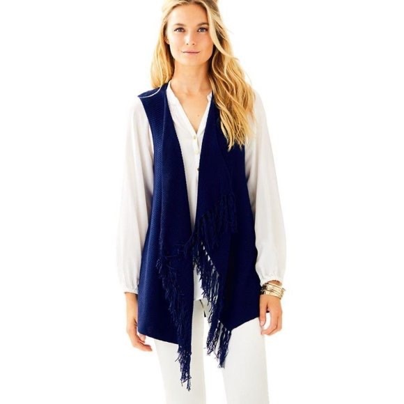 Lilly Pulitzer Abbott Cotton Sweater Vest in Bomber Blue - Picture 2 of 10